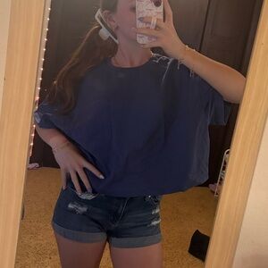 Casual Navy Blue Women's Tee